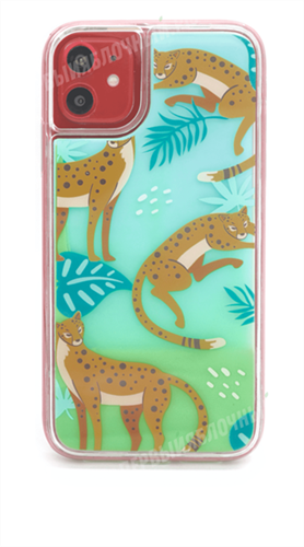 Чехол для iPhone 11 силиконовый, неоновый, леопарды, зеленый (SL) - фото 10221