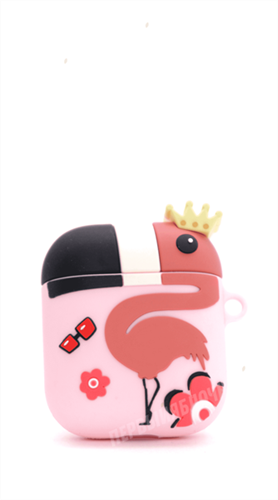 Защитный чехол для AirPods, силиконовый фламинго объёмный с кольцом, розовый - фото 10569