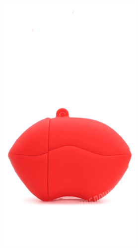Защитный чехол для AirPods, силиконовый, губы объёмный с кольцом, красный - фото 10573