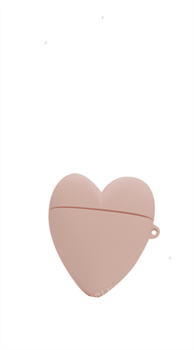 Защитный чехол для AirPods, силиконовый, сердце объёмный с кольцом, розовый песок - фото 10583