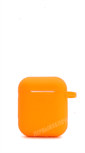 Защитный чехол для AirPods, плотный силиконовый однотонный, оранжевый - фото 10590
