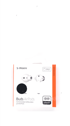 Силиконовые амбушюры c ушным крюком для наушников AirPods, Deppa, 2 пары + чехол, белый - фото 11047