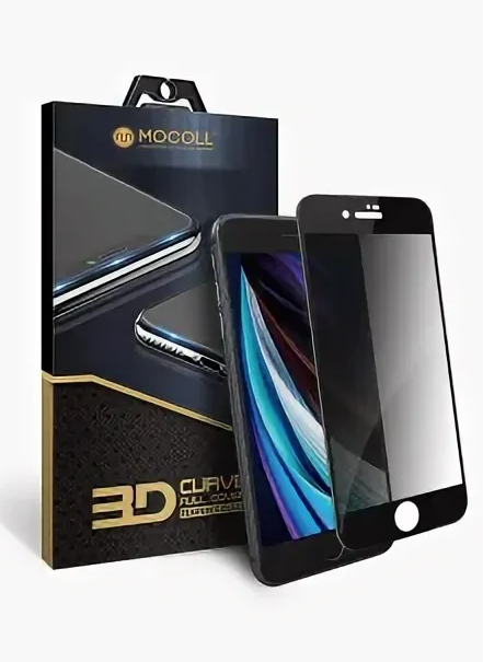 Защитное стекло Mocoll 3D для iPhone 7/8 Plus (серия "Black Diamond") ПРИВАТНОЕ, черный - фото 15353