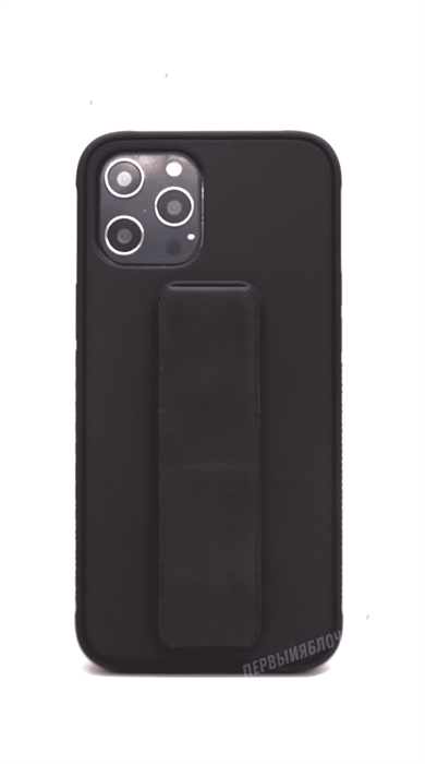 Чехол для iPhone 12 Pro Max, силиконовый с подставкой, черный - фото 16635