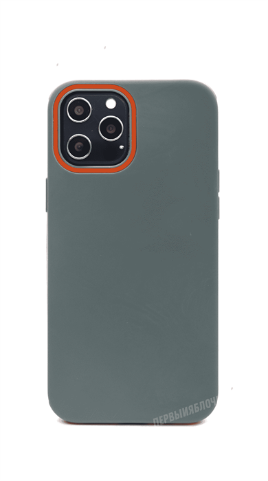 Чехол защитный BMCASE для iPhone 12 Pro Max силиконовый, темно-зеленый+оранжевый - фото 16664