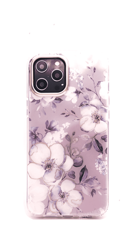 Чехол для iPhone 12 Pro Max OY силиконовый, цветы на сиреневом фоне - фото 17321