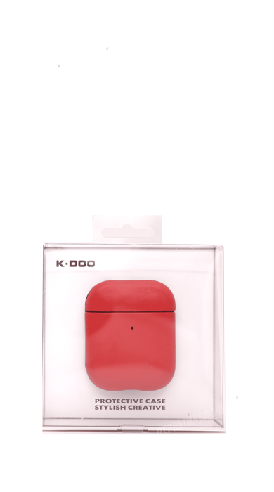 Чехол для AirPods K-DOO, кожаный, красный - фото 20205