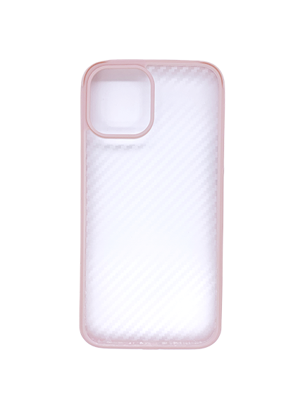 Чехол для iPhone 12/12 Pro Sulada противоударный, карбоновый с металлическим бампером, розовый - фото 20570