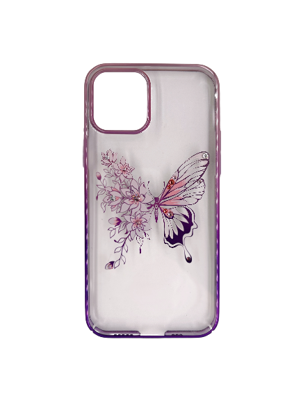Чехол для iPhone 12/12 Pro, KingsBar, бабочка, фиолет, прозрачный - фото 22719