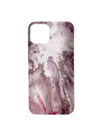 Чехол для iPhone 13 ARU, силиконовый, мрамор, розовый с белым - фото 22748