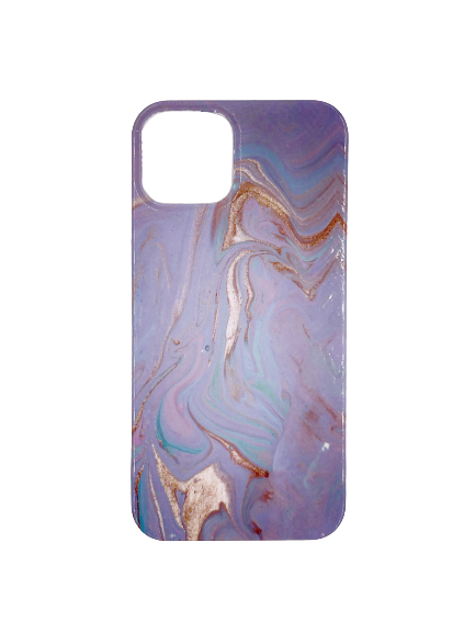 Чехол для iPhone 13 ARU, силиконовый, мрамор, фиолетовый - фото 22758