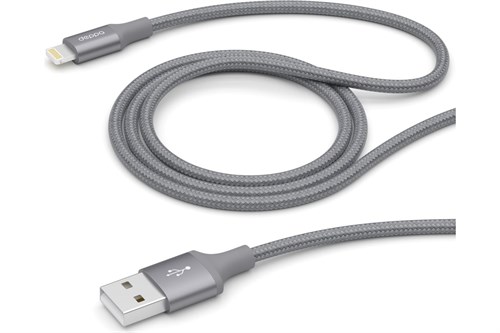 Дата-кабель USB - 8-pin для Apple, алюминий/нейлон, MFI, 1.2м, графит, Deppa - фото 75225