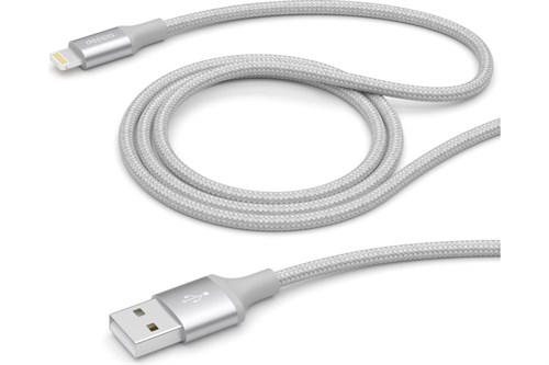 Дата-кабель USB - 8-pin для Apple, алюминий/нейлон, MFI, 1.2м, серебро, Deppa - фото 75227
