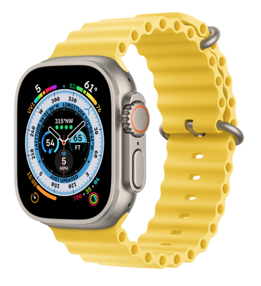 Умные часы Watch Ultra 49mm Titanium Case with Yellow Ocean Band, Желтый (MQFY3) - фото 75651