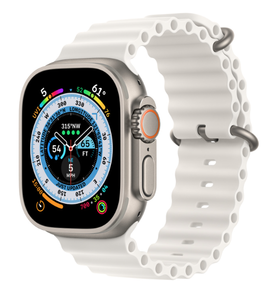 Умные часы Watch Ultra 49mm Titanium Case with White Ocean Band, Белый (MQFY3) - фото 75652