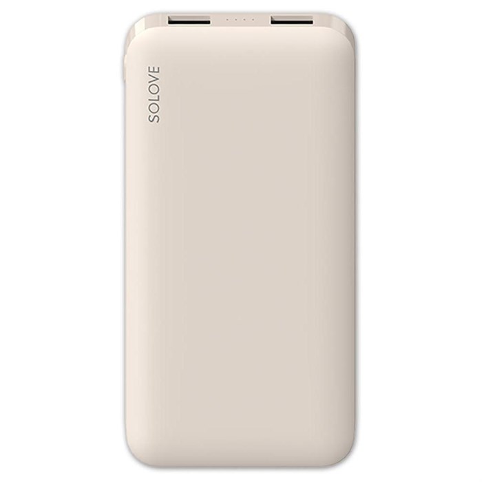 Внешний аккумулятор Xiaomi SOLOVE 10000 mAh/USB-C, с чехлом, бежевый - фото 75721