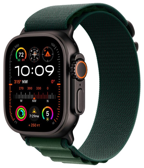 Умные часы Watch Ultra 2 (2024) 49mm Black Titanium Case with Dark Green Alpine Loop - фото 76334