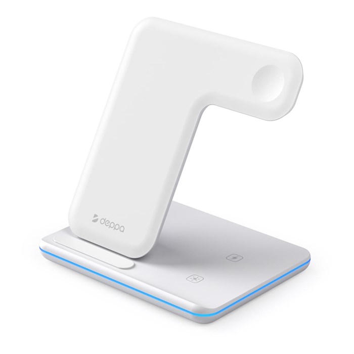 Беспроводная зарядная станция Deppa 3 в 1 Charging Stand Neo (iPhone/Apple Watch/Airpods), белая 24017(1) - фото 80436