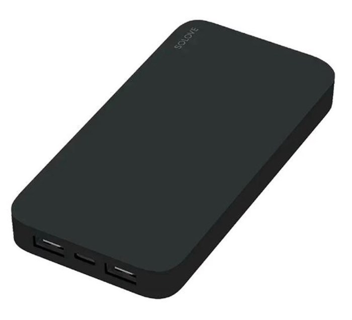 Внешний аккумулятор Xiaomi SOLOVE 20000 mAh/USB-C/18W/QC 3.0, с чехлом, черный 4665299805302 - фото 80523