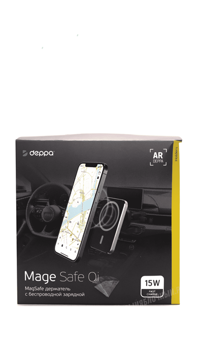 Автомобильный держатель Deppa Mage Safe QI для iPhone магнитный, черный 55185 - фото 80542