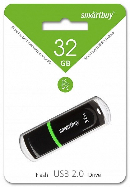 Флеш-накопитель USB 32GB SmartBuy, черный SB32GBPN-K - фото 80692