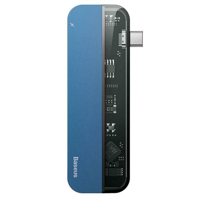 Адаптер Type-C 5в1 Baseus (USB-C*2/USB*2/HDMI), синий CAHUB-TD03 - фото 80705