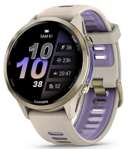 Умные часы Garmin Forerunner 970 Soft Gold Titanium With French Gray Case And French Gray/translucent Indigo Band 010-02969-12 - фото 81826