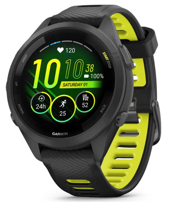 Умные часы Garmin Forerunner 265S Black Bezel and Case with Black/Amp Yellow Silicone Band 010-02810-13 - фото 81830