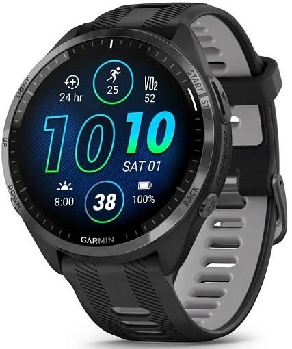 Умные часы Garmin Forerunner 965 Carbon Gray DLC Titanium Bezel With Black Case And Black/Powder Gray Silicone Band 010-02809-10 - фото 81831