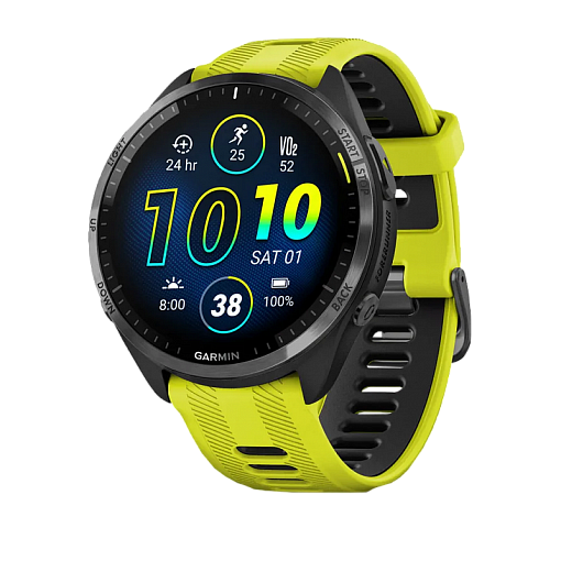 Умные часы Garmin Forerunner 965 Carbon Gray DLC Titanium Bezel With Black Case And Amp Yellow/Black Silicone Band 010-02809-12 - фото 81836