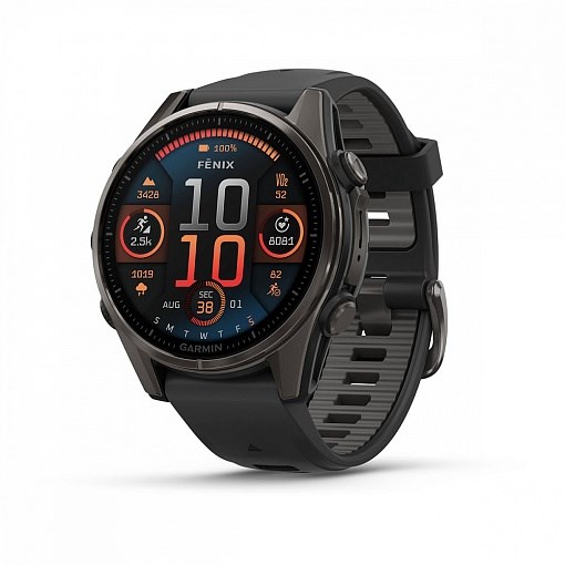 Умные часы Garmin Fenix 8 43mm AMOLED Sapphire Carbon Gray DLC Titanium With Black/Pebble Gray Silicone Band 010-02903-21 - фото 81856