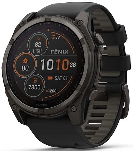 Умные часы Garmin Fenix 8 51mm Solar Sapphire Carbon Gray DLC Titanium With Black/Pebble Gray Silicone Band 010-02907-11 - фото 81860