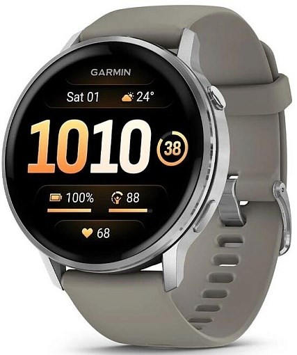 Умные часы Garmin Venu 4 45mm Silver Bezel with Silver Gray Silicone Band 010-03014-01 - фото 81882