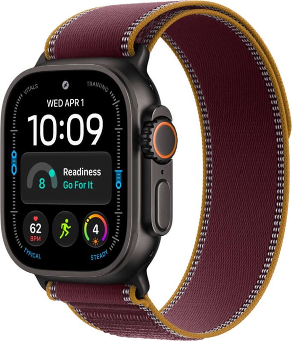 Умные часы Watch Ultra 4 49mm GPS + Cellular Black Titanium Case with Burgundy Trail Loop M/L (MJC44) MJC44 - фото 83114
