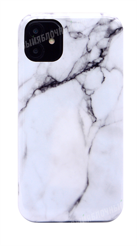 Чехол для iPhone 11 силиконовый мрамор белый (SL) - фото 8324