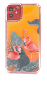 Чехол для iPhone 11 силиконовый, неоновый, фламинго, оранжевый (SL)