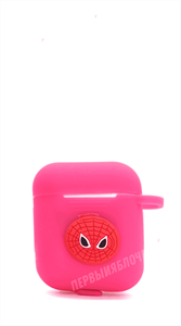 Защитный чехол для AirPods, плотный силиконовый, розовый с человеком пауком