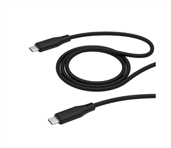 Кабель USB-C to USB-C Deppa, 5A, 100W, 1.2м ткань, черный