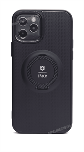 Чехол iFace для iPhone 12/12 Pro с кольцом подставкой и встроенным магнитом, силиконовый, черный