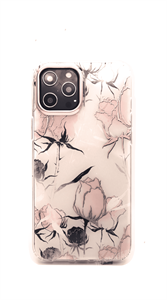 Чехол для iPhone 12 Pro Max OY силиконовый, цветы на бежевом фоне
