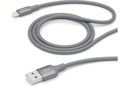 Дата-кабель USB - 8-pin для Apple, алюминий/нейлон, MFI, 1.2м, графит, Deppa