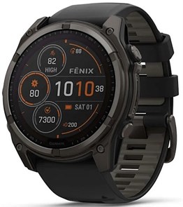 Умные часы Garmin Fenix 8 51mm Solar Sapphire Carbon Gray DLC Titanium With Black/Pebble Gray Silicone Band 010-02907-11