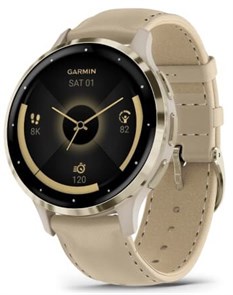 Умные часы Garmin Venu 3s Soft Gold Stainless Steel Bezel with French Gray Case and Leather Band 010-02785-55