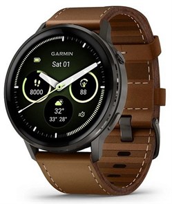 Умные часы Garmin Venu 4 45mm Slate with Black Silicone Band And Brown Leather Band 010-03014-03