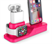 Подставка 3в1 для iPhone, AirPods и Watch силиконовая, NN, розовый - фото 74577
